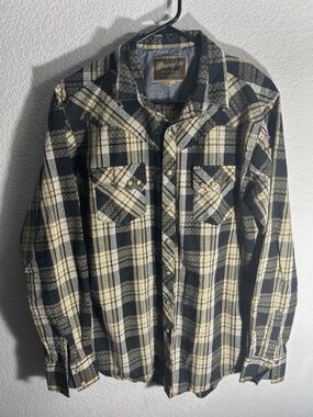 Wrangler Retro Shirt Men Large Tall Black Western Diamond Pearl Snap Long Sleeve